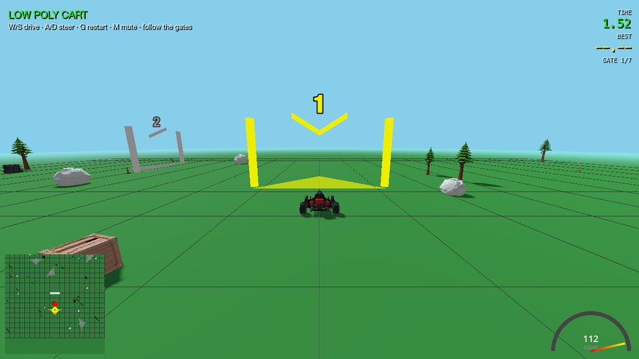 Low-Poly Cart Racer — course project screenshot