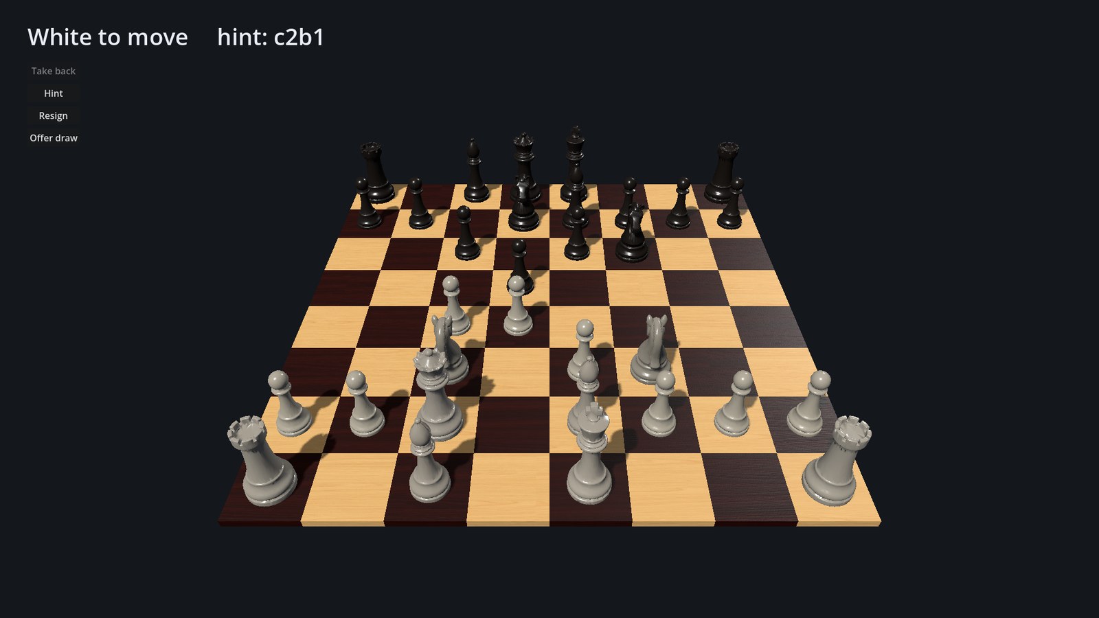 Grandmaster's Gambit — the hint overlay suggesting a move