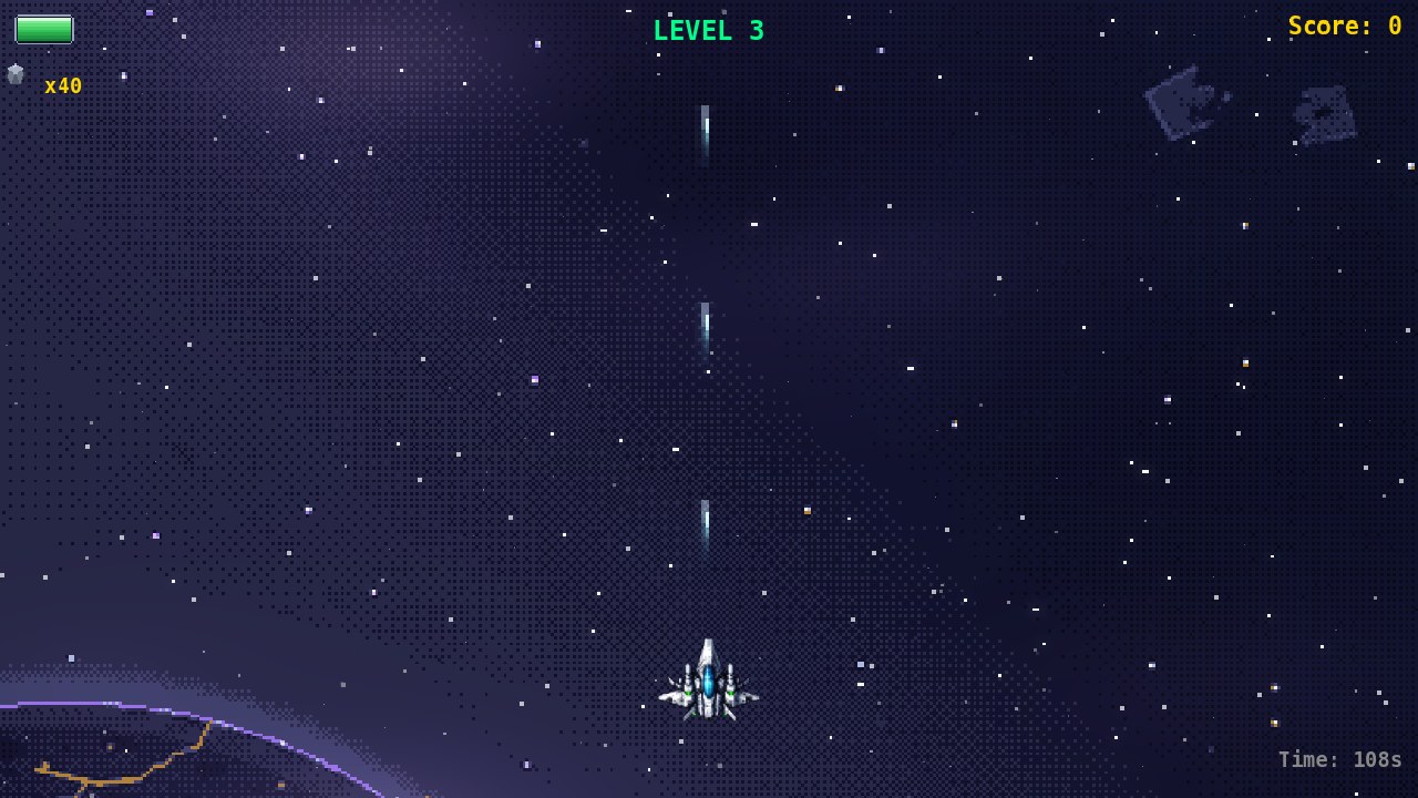 Return Vector — level 3, dodging Echo craft over the starfield